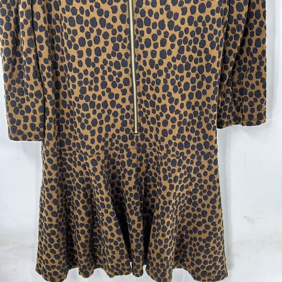 Ann Taylor Loft Olive Green & Navy Polka Dot Long Sleeve Dress size Large - Picture 7 of 11